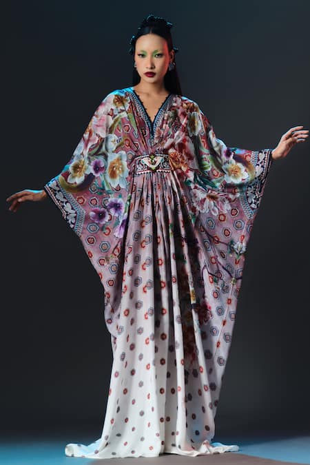 Rajdeep Ranawat Imama Kaftan Printed Long V Neck Kaftan 