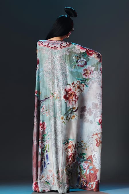 Rajdeep Ranawat Imama Kaftan Floral Print Silk Kaftan 