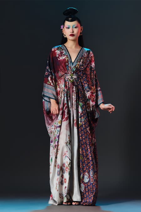 Rajdeep Ranawat Imama Kaftan V Neck Printed Designer Kaftan 