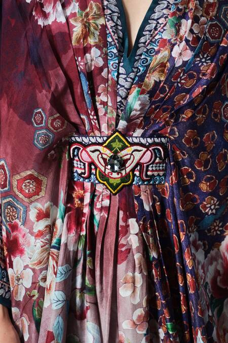 Buy_Rajdeep Ranawat_Beige Silk Embroidery V-neck Imama V Printed Designer 