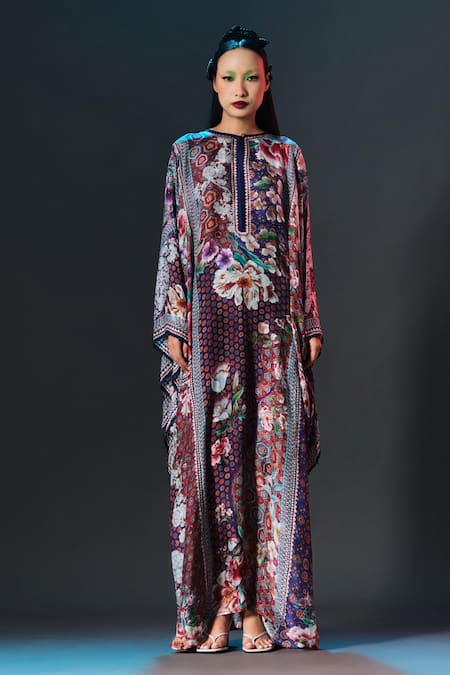 Rajdeep Ranawat_Multi Color Silk Round Neck Beatrice Printed Boxy _Online_at_Aza_Fashions
