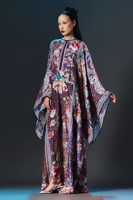Buy_Rajdeep Ranawat_Multi Color Silk Round Neck Beatrice Printed Boxy _Online_at_Aza_Fashions