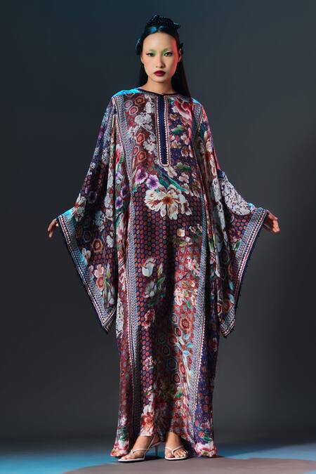 Shop_Rajdeep Ranawat_Multi Color Silk Round Neck Beatrice Printed Boxy _Online_at_Aza_Fashions