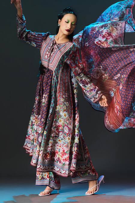 Rajdeep Ranawat_Multi Color Modal, Satin Permaz Printed _at_Aza_Fashions