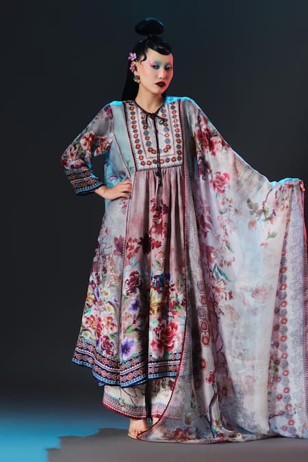 Shop_Rajdeep Ranawat_Brown Modal, Satin Permaz Printed _Online_at_Aza_Fashions