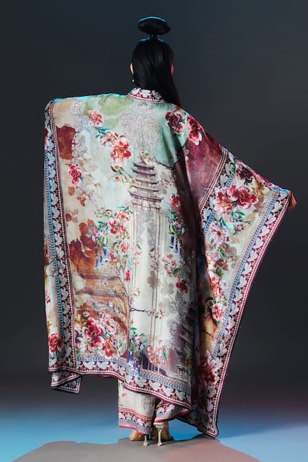 Rajdeep Ranawat Sharifa Kaftan Shirt Floral Print Silk Kaftan Shirt 