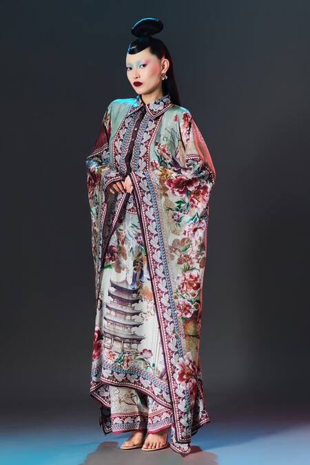 Buy_Rajdeep Ranawat_Beige Modal, Satin Permaz Sage Printed _Online_at_Aza_Fashions