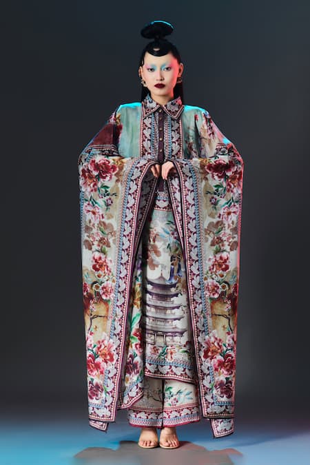 Rajdeep Ranawat Permaz Pant Sage Printed Modal Satin Pant 