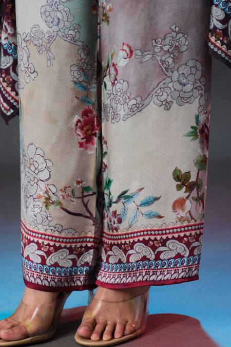 Shop_Rajdeep Ranawat_Beige Modal, Satin Permaz Sage Printed _Online_at_Aza_Fashions