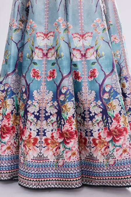 Buy_Rajdeep Ranawat_Slate Varsha Leela With Blouse Crystallised Printed Set 