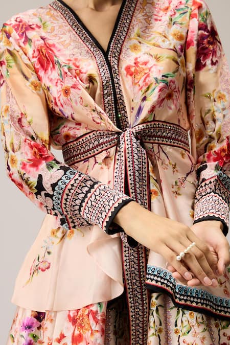 Buy_Rajdeep Ranawat_Beige Polyester, Gomti Leela Crystallised Printed 