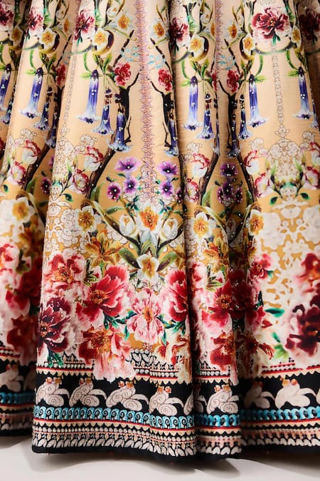 Shop_Rajdeep Ranawat_Beige Polyester, Gomti Leela Crystallised Printed 