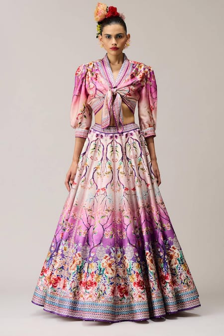 Rajdeep Ranawat Rubali Leela Lehenga Set Lavender & Pink Printed Lehenga Set 