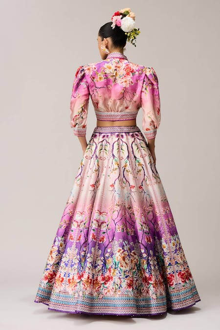 Rajdeep Ranawat Rubali Leela Lehenga Set Lavender & Pink Printed Lehenga Set 