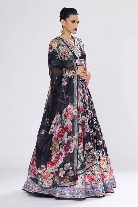 Rajdeep Ranawat_Black Polyester, Crystallised Printed _Online_at_Aza_Fashions