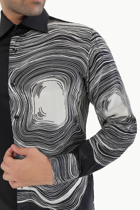 Shop_Kustomeyes_Black Cotton Designer Shirt _Online_at_Aza_Fashions