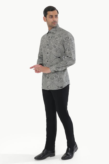 Buy_Kustomeyes_Black Cotton Muse Print Shirt _Online_at_Aza_Fashions