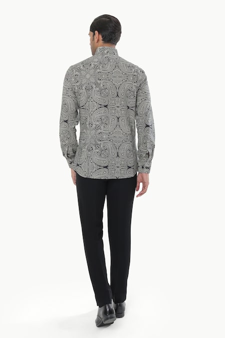 Kustomeyes Monochrome muse Monochrome Print Cotton Shirt 