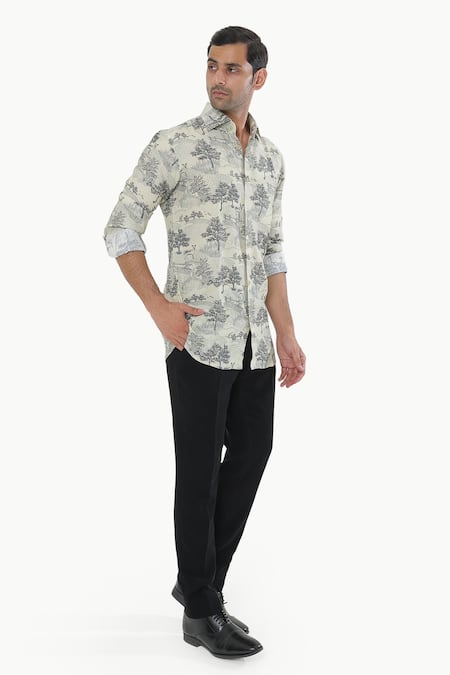Kustomeyes_Cream Cotton Savanna Shade Printed Shirt _Online_at_Aza_Fashions