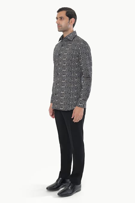 Kustomeyes_Black Cotton Ink Theory Designer Printed Shirt _Online_at_Aza_Fashions