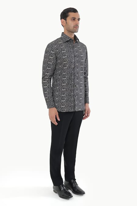 Buy_Kustomeyes_Black Cotton Ink Theory Designer Printed Shirt _Online_at_Aza_Fashions