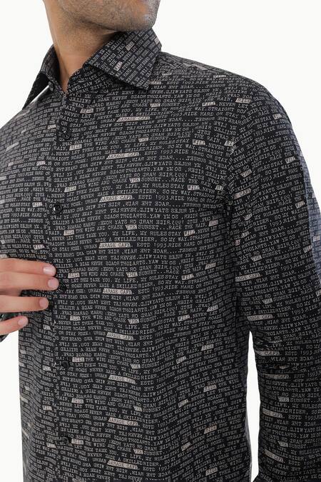 Shop_Kustomeyes_Black Cotton Ink Theory Designer Printed Shirt _Online_at_Aza_Fashions