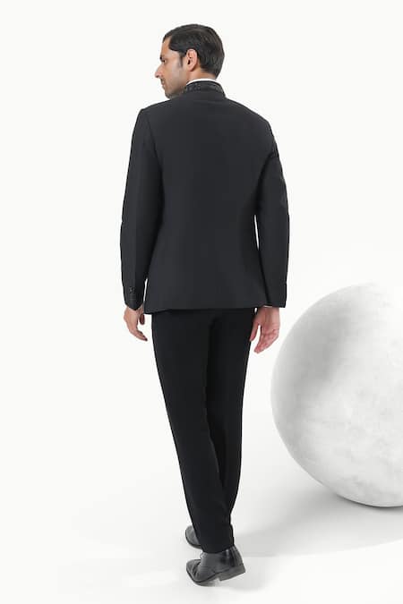 Kustomeyes Noir bloom Designer Black Bandhgala & Pant Set 