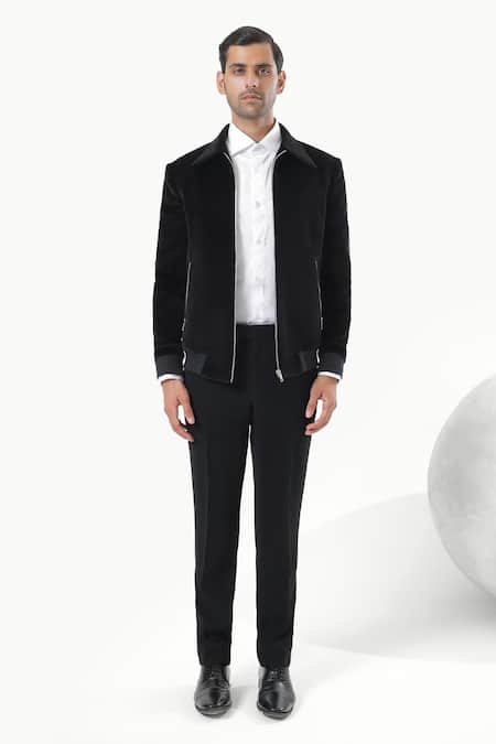 Kustomeyes Velvet Code Designer Black Bomber Jacket 