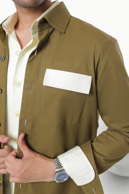 Kustomeyes_Olive Green Cotton Fieldline Bomber Jacket _at_Aza_Fashions