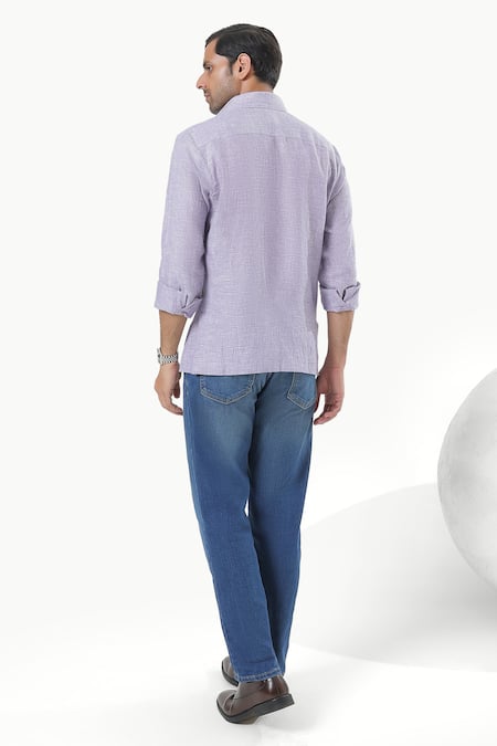 Kustomeyes Urban Dust Purple Pure Linen Designer Shirt 