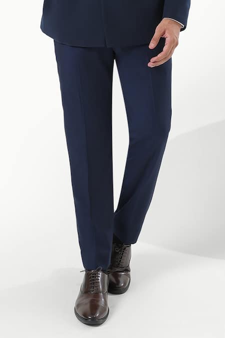 Shop_Kustomeyes_Blue Embroidery Imperial Dusk Designer Bandhgala And Pant Set _Online_at_Aza_Fashions