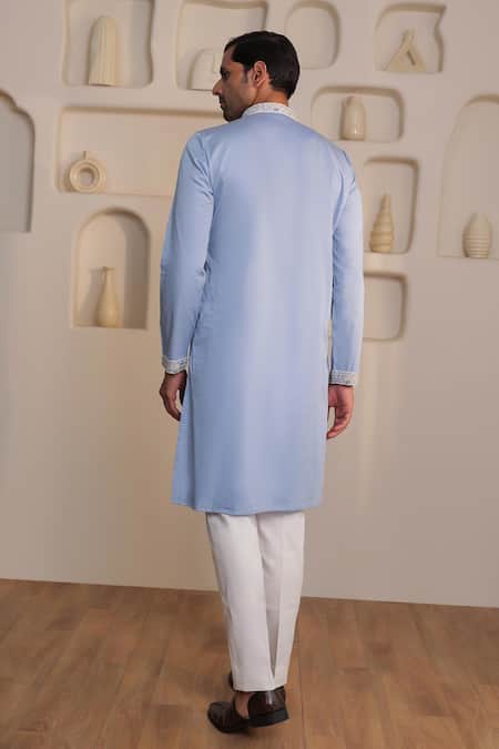 Kustomeyes Sky Bloom Designer Powder Blue Kurta Set 