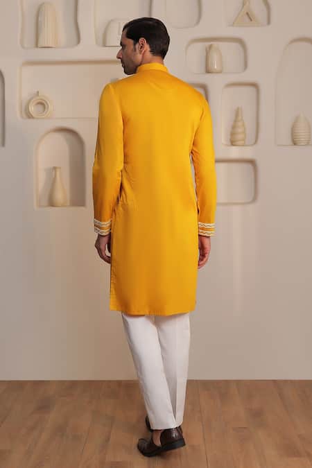 Kustomeyes Earth Ember Mustard Embroidered Kurta & Pant Set 