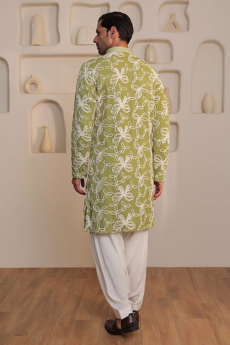Kustomeyes Verdant Weave Mint Green Kurta Set 