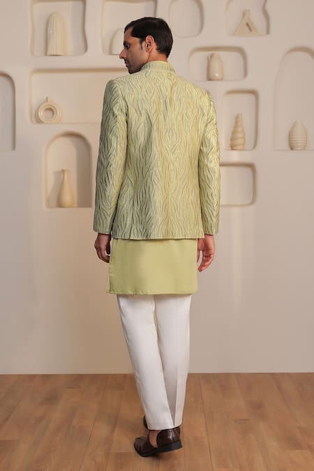 Kustomeyes Seaglass Royale Mint Green Jacket Kurta Set 