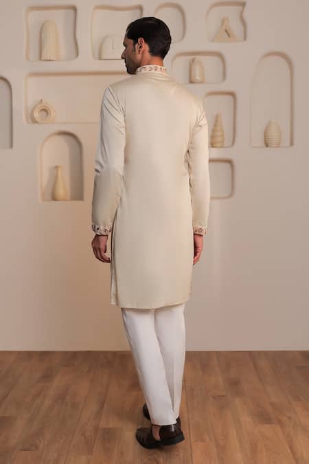 Kustomeyes Beige Sandstone Classic Kurta & Pant Set 