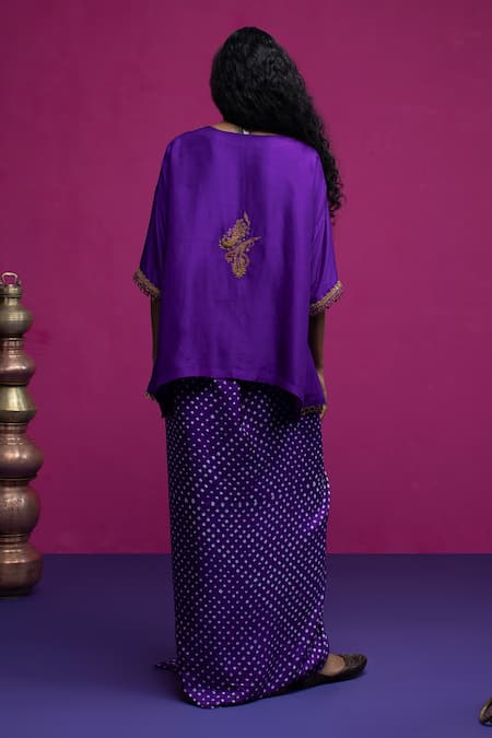 Pink City By Sarika Peacock Paisley Kaftan Skirt Set 