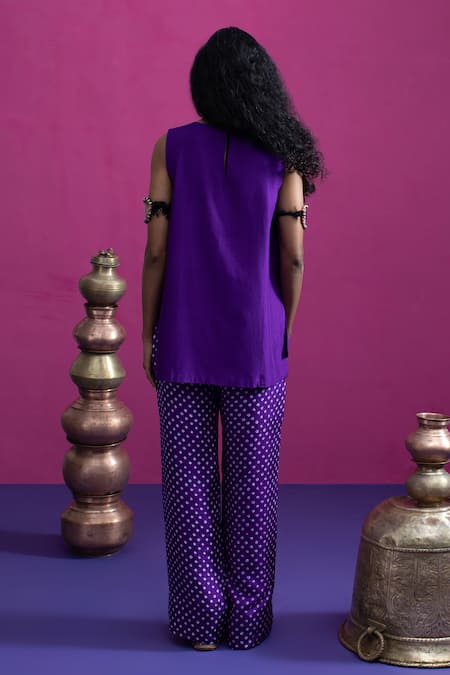 Pink City By Sarika Lotus Embroidered Kurta Pant Set 