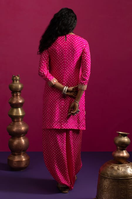 Pink City By Sarika Rani Bandhani Matka Kurta Pant Set 