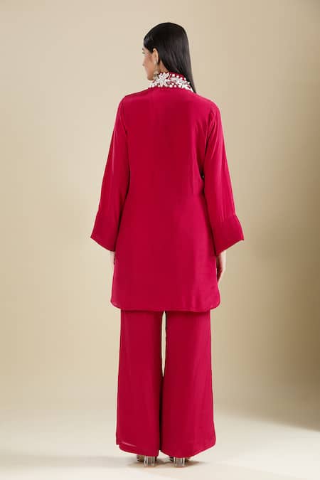 Samyukta Singhania Red Crepe Kurta Set 