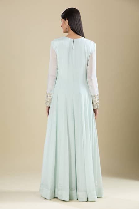 Samyukta Singhania Mint Green Mirror Work Anarkali Dress 