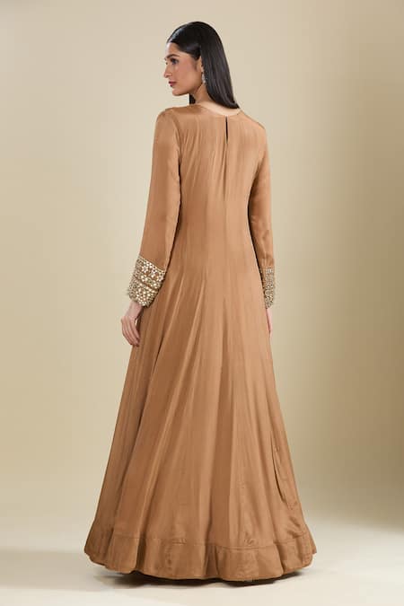 Samyukta Singhania Brown Zardozi Embroidered Anarkali 