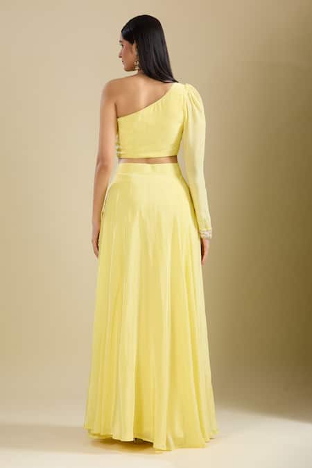 Samyukta Singhania Yellow Floral Embroidered Lehenga Set 