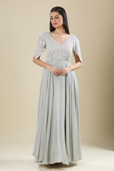 Samyukta Singhania Grey Cut Dana Embroidered Gown 