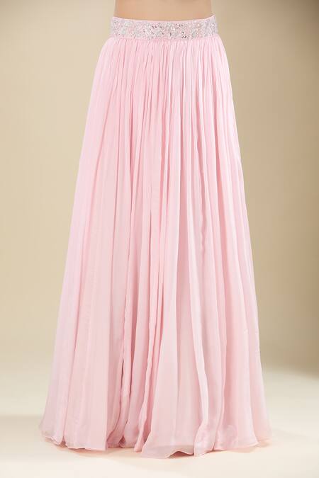 Samyukta Singhania Pink Chinon Embroidery, Sequins V-neck Light Lehenga Set at Aza Fashions Samyukta Singhania_Pink Chinon Embroidery, Sequins V-neck Light Lehenga Set _at_Aza_Fashions