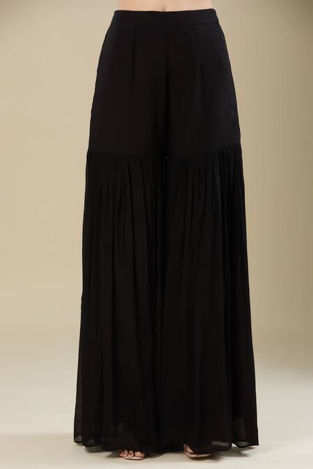 Samyukta Singhania Black Chinon Sequins Sweetheart Neck Heavy Embroidered Kurta Sharara Set Online at Aza Fashions Samyukta Singhania_Black Chinon Sequins Sweetheart Neck Heavy Embroidered Kurta Sharara Set _Online_at_Aza_Fashions