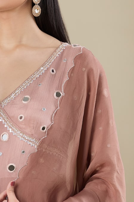 Buy Samyukta Singhania Brown Chinon Mirrors V-neck Work Anarkali Set Online at Aza Fashions Buy_Samyukta Singhania_Brown Chinon Mirrors V-neck Work Anarkali Set _Online_at_Aza_Fashions