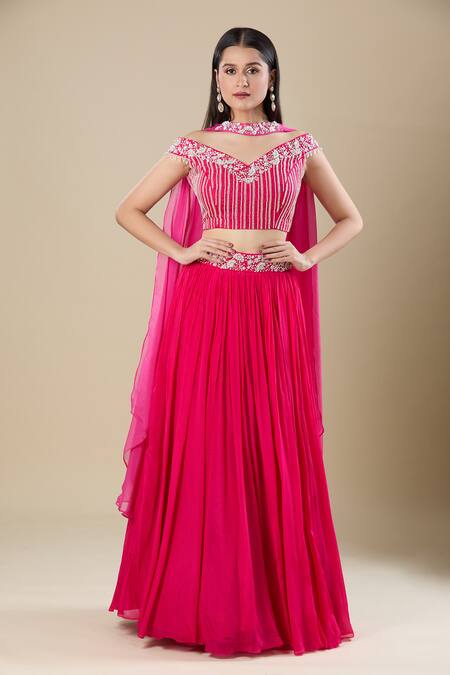 Samyukta Singhania Hot Pink Embroidered Lehenga Set 