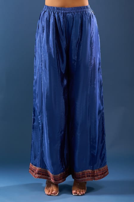 Buy Samyukta Singhania Blue Embroidery, Tassels Round Neck Kurta Palazzo Set Online at Aza Fashions Buy_Samyukta Singhania_Blue Embroidery, Tassels Round Neck Kurta Palazzo Set _Online_at_Aza_Fashions