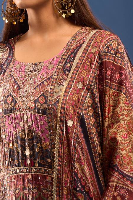 Shop_Samyukta Singhania_Black Embroidery Round Neck Kurta Palazzo Set _Online_at_Aza_Fashions